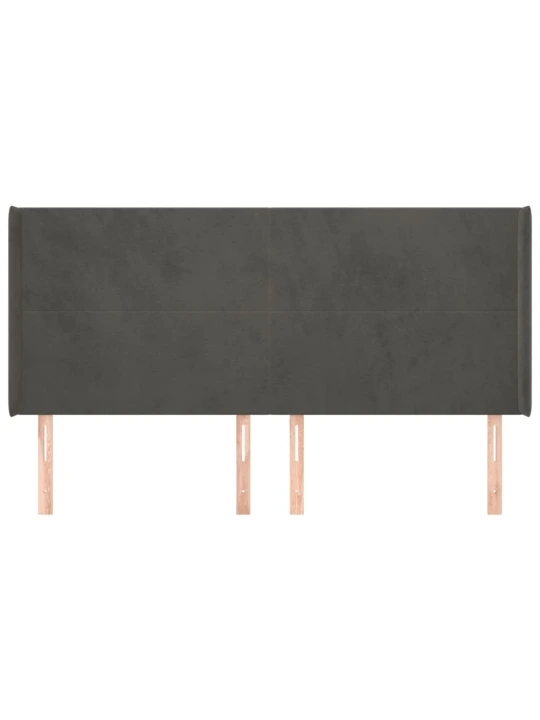 Galvūgalis su auselėmis,tamsiai pilkos,203x16x118/128cm,aksomas