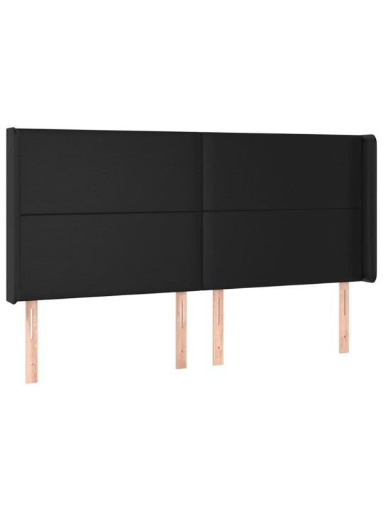 Galvūgalis su auselėmis, juodas, 203x16x118/128cm, dirbtinė oda