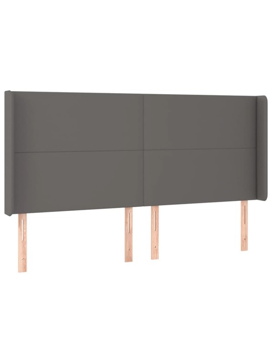 Galvūgalis su auselėmis, pilkos, 203x16x118/128cm, dirbtinė oda