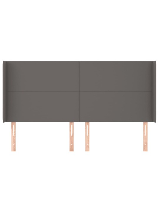 Galvūgalis su auselėmis, pilkos, 203x16x118/128cm, dirbtinė oda