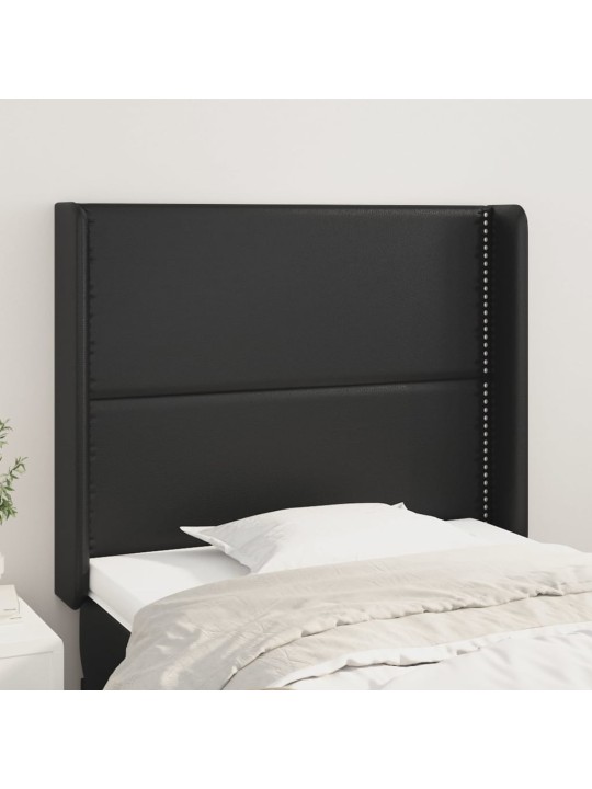 Galvūgalis su auselėmis, juodas, 103x16x118/128cm, dirbtinė oda