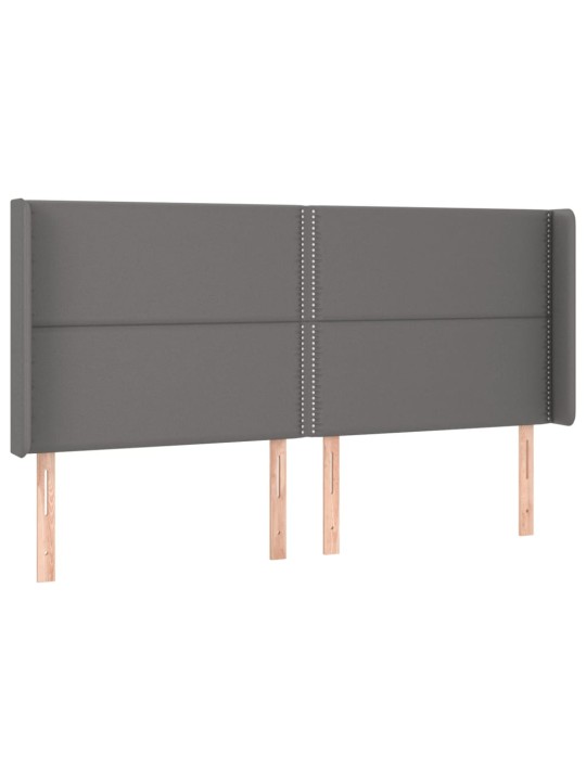 Galvūgalis su auselėmis, pilkos, 203x16x118/128cm, dirbtinė oda