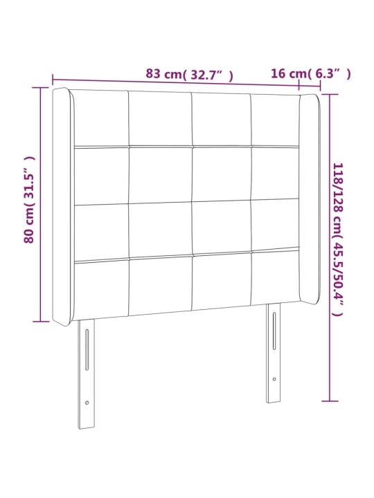 Galvūgalis su auselėmis, juodas, 83x16x118/128cm, audinys