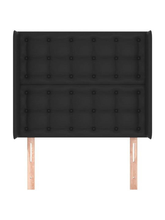 Galvūgalis su auselėmis, juodas, 103x16x118/128cm, dirbtinė oda
