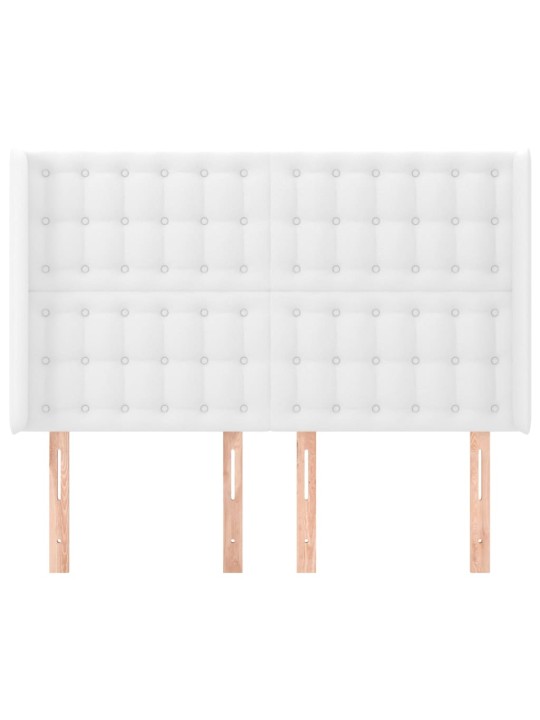 Galvūgalis su auselėmis, baltas, 147x16x118/128cm, dirbtinė oda