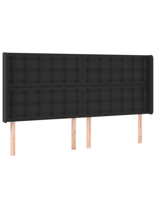 Galvūgalis su auselėmis, juodas, 203x16x118/128cm, dirbtinė oda