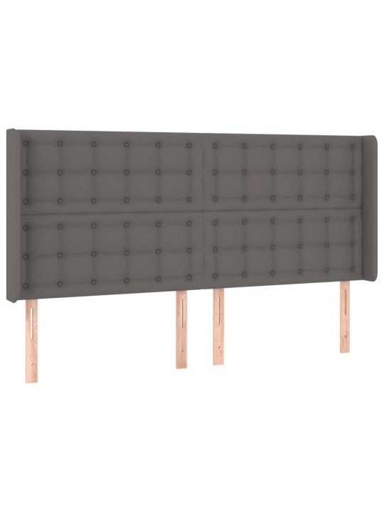 Galvūgalis su auselėmis, pilkos, 203x16x118/128cm, dirbtinė oda
