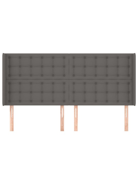 Galvūgalis su auselėmis, pilkos, 203x16x118/128cm, dirbtinė oda