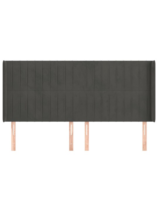 Galvūgalis su auselėmis,tamsiai pilkos,203x16x118/128cm,aksomas