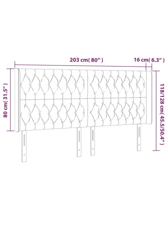Galvūgalis su auselėmis, taupe, 203x16x118/128cm, audinys