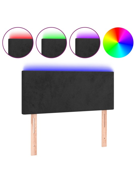 Galvūgalis su LED, juodos spalvos, 100x5x78/88cm, aksomas