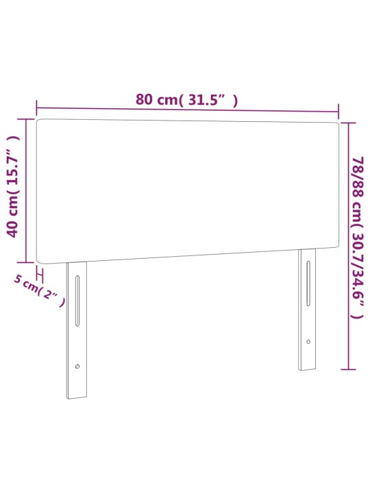 Galvūgalis su LED, baltos spalvos, 80x5x78/88cm, dirbtinė oda