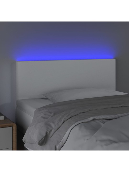 Galvūgalis su LED, baltos spalvos, 90x5x78/88cm, dirbtinė oda