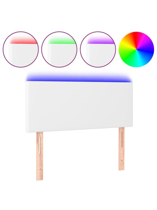 Galvūgalis su LED, baltos spalvos, 100x5x78/88cm, dirbtinė oda