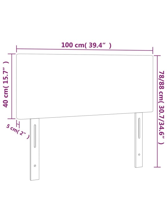 Galvūgalis su LED, baltos spalvos, 100x5x78/88cm, dirbtinė oda