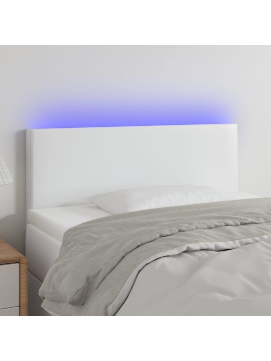 Galvūgalis su LED, baltos spalvos, 100x5x78/88cm, dirbtinė oda