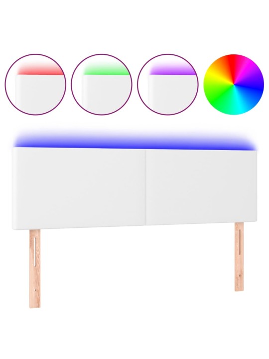 Galvūgalis su LED, baltos spalvos, 144x5x78/88cm, dirbtinė oda