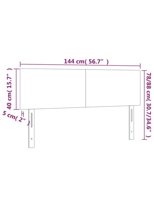 Galvūgalis su LED, baltos spalvos, 144x5x78/88cm, dirbtinė oda