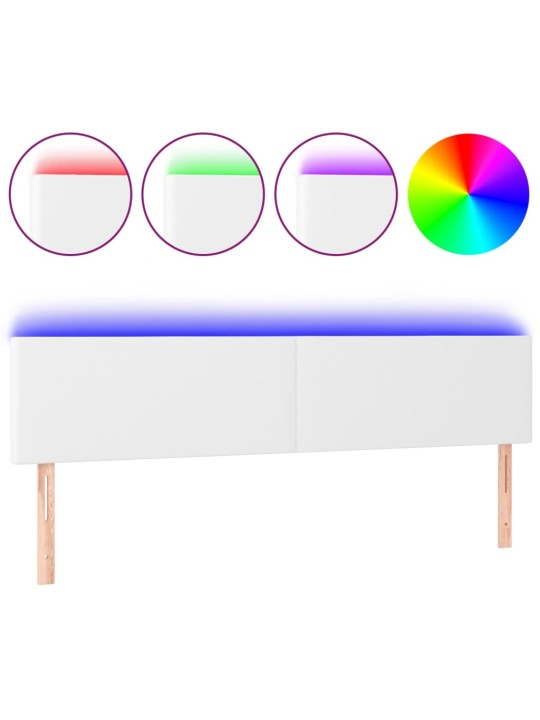Galvūgalis su LED, baltos spalvos, 160x5x78/88cm, dirbtinė oda
