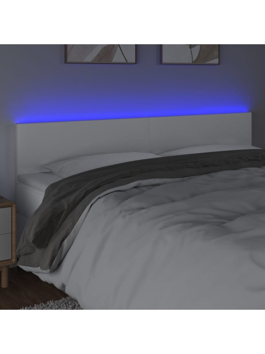Galvūgalis su LED, baltos spalvos, 160x5x78/88cm, dirbtinė oda