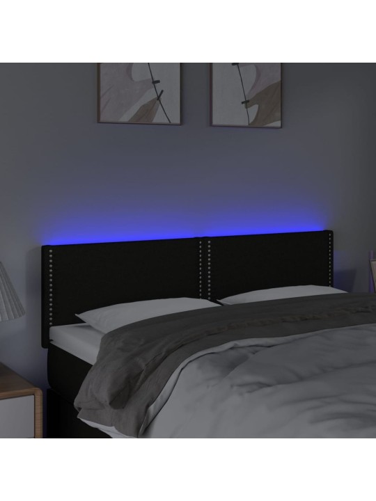 Galvūgalis su LED, juodos spalvos, 144x5x78/88cm, audinys
