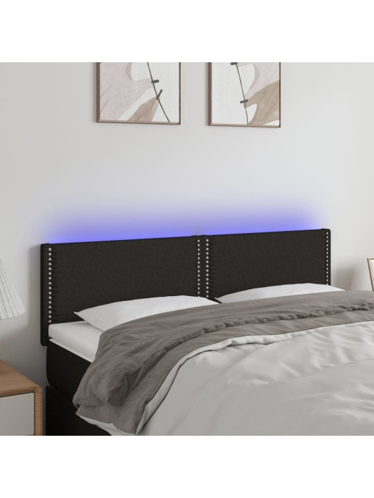 Galvūgalis su LED, juodos spalvos, 144x5x78/88cm, audinys