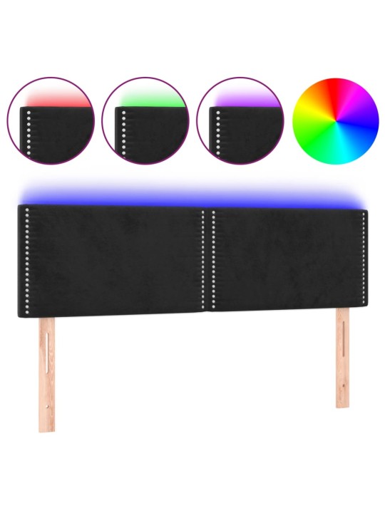 Galvūgalis su LED, juodos spalvos, 144x5x78/88cm, aksomas