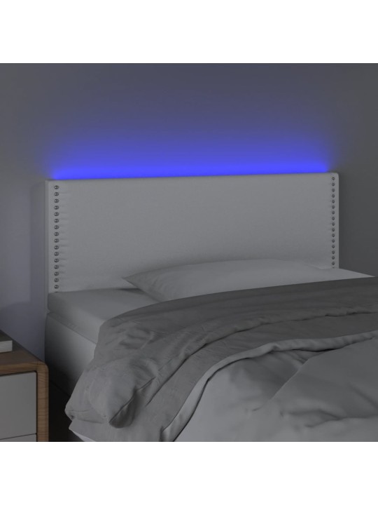 Galvūgalis su LED, baltos spalvos, 80x5x78/88cm, dirbtinė oda