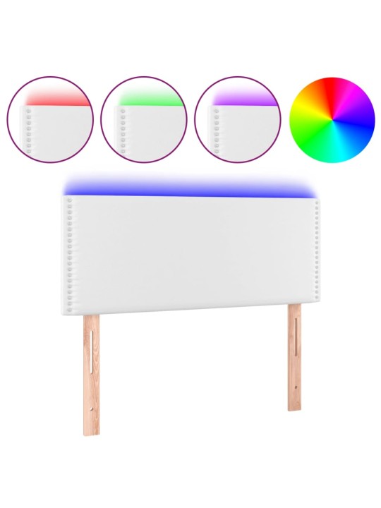 Galvūgalis su LED, baltos spalvos, 90x5x78/88cm, dirbtinė oda