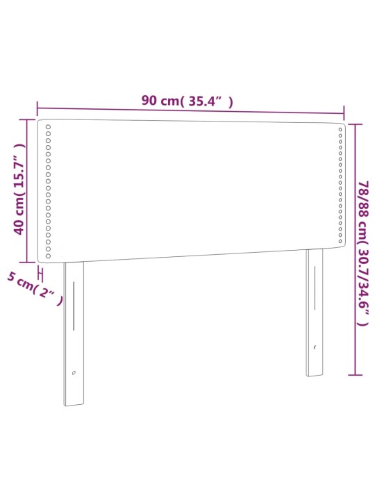 Galvūgalis su LED, baltos spalvos, 90x5x78/88cm, dirbtinė oda