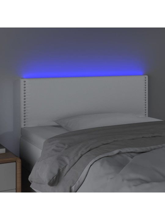 Galvūgalis su LED, baltos spalvos, 100x5x78/88cm, dirbtinė oda