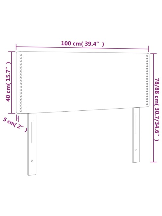 Galvūgalis su LED, baltos spalvos, 100x5x78/88cm, dirbtinė oda