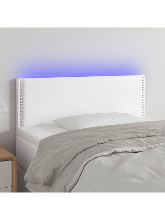 Galvūgalis su LED, baltos spalvos, 100x5x78/88cm, dirbtinė oda