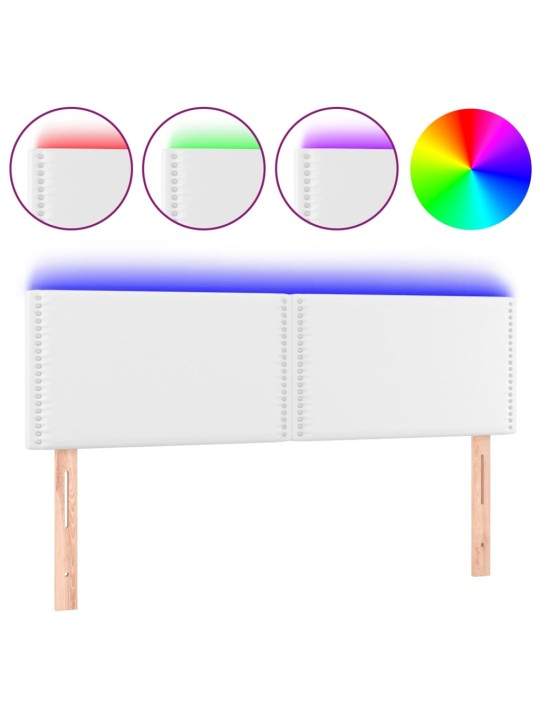 Galvūgalis su LED, baltos spalvos, 144x5x78/88cm, dirbtinė oda
