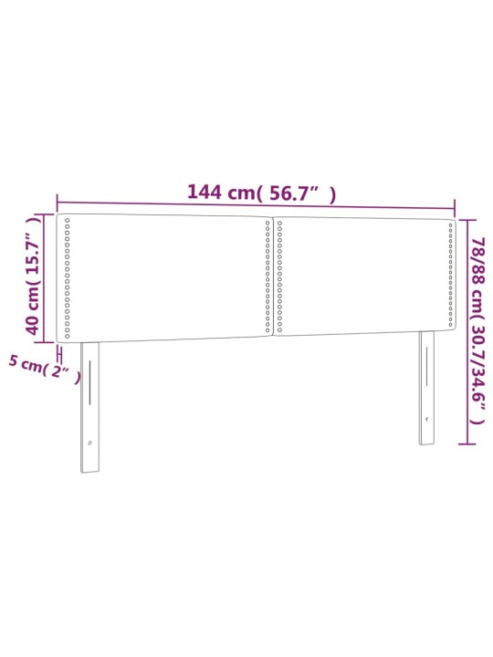 Galvūgalis su LED, baltos spalvos, 144x5x78/88cm, dirbtinė oda