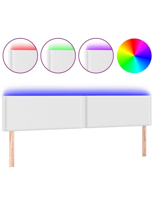 Galvūgalis su LED, baltos spalvos, 160x5x78/88cm, dirbtinė oda