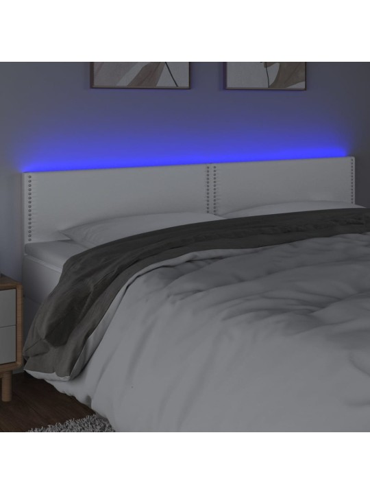 Galvūgalis su LED, baltos spalvos, 160x5x78/88cm, dirbtinė oda