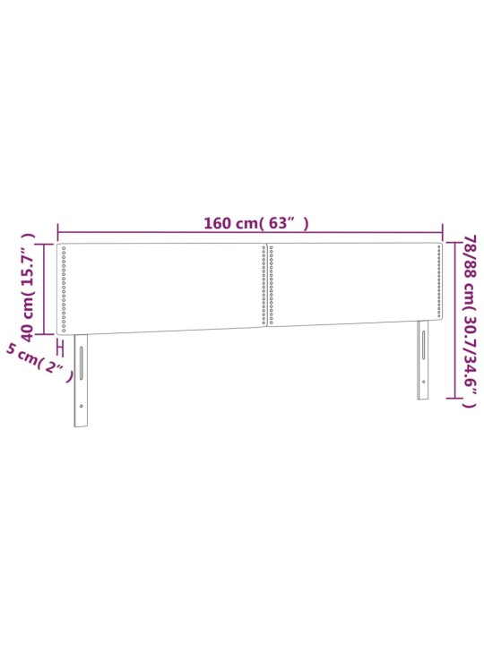 Galvūgalis su LED, baltos spalvos, 160x5x78/88cm, dirbtinė oda