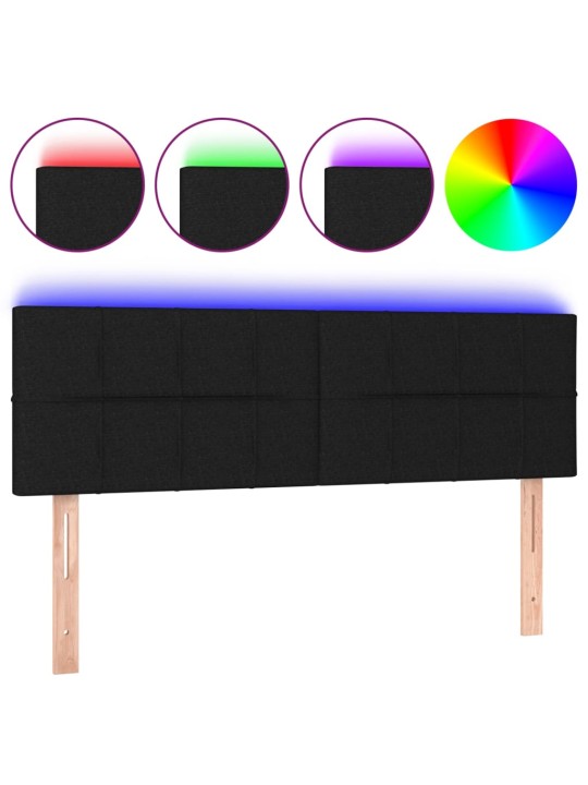 Galvūgalis su LED, juodos spalvos, 144x5x78/88cm, audinys