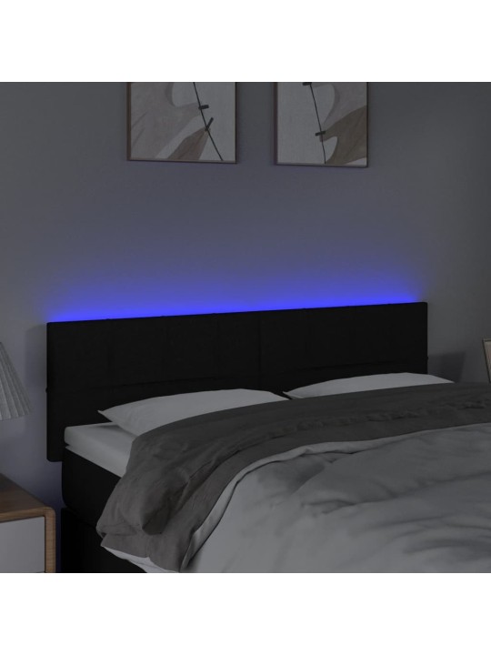 Galvūgalis su LED, juodos spalvos, 144x5x78/88cm, audinys