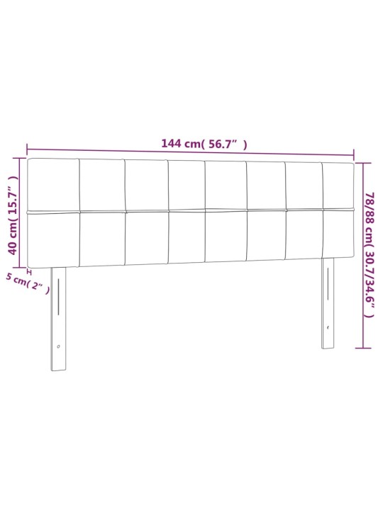 Galvūgalis su LED, juodos spalvos, 144x5x78/88cm, audinys
