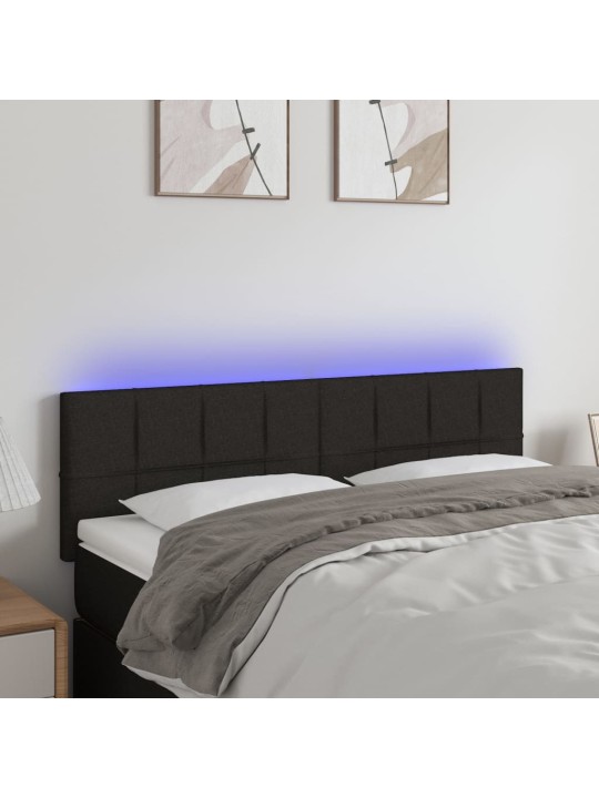 Galvūgalis su LED, juodos spalvos, 144x5x78/88cm, audinys