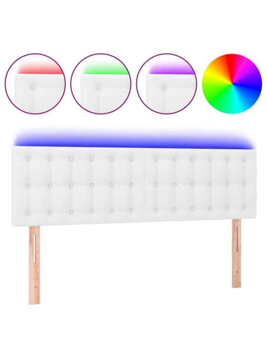 Galvūgalis su LED, baltos spalvos, 144x5x78/88cm, dirbtinė oda