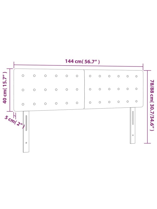 Galvūgalis su LED, baltos spalvos, 144x5x78/88cm, dirbtinė oda