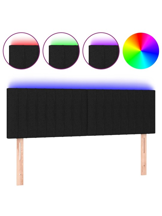 Galvūgalis su LED, juodos spalvos, 144x5x78/88cm, audinys