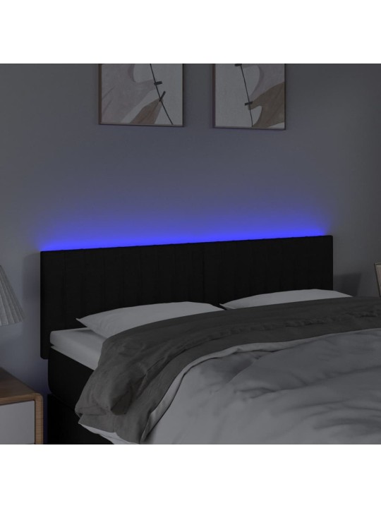 Galvūgalis su LED, juodos spalvos, 144x5x78/88cm, audinys