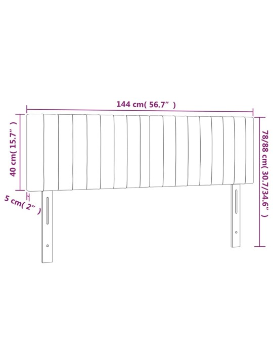 Galvūgalis su LED, juodos spalvos, 144x5x78/88cm, audinys