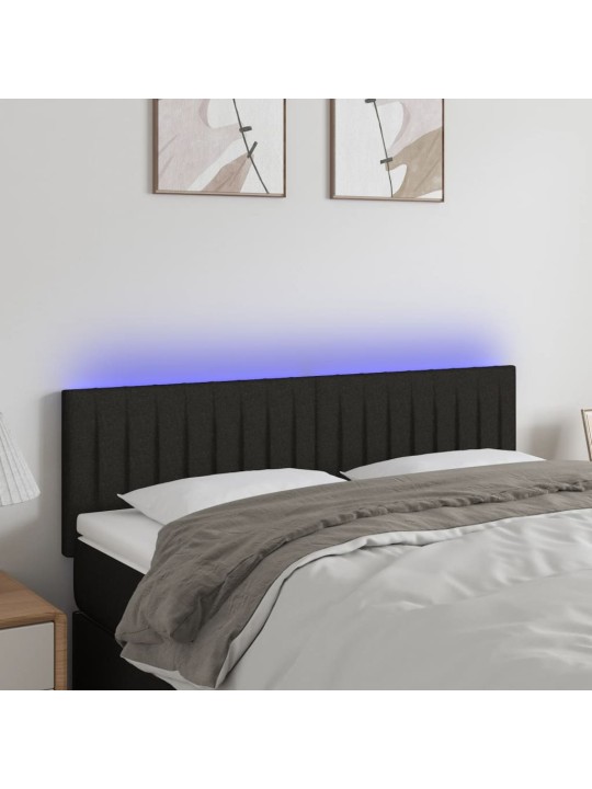 Galvūgalis su LED, juodos spalvos, 144x5x78/88cm, audinys