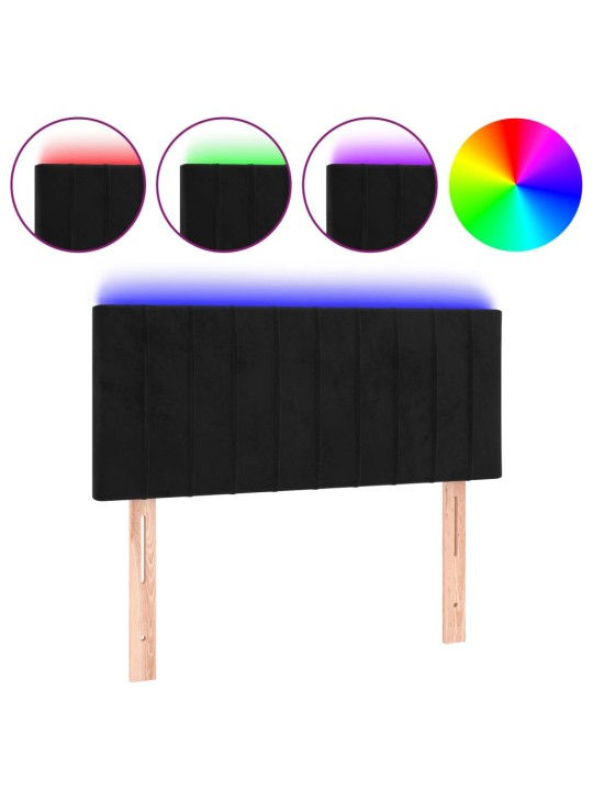 Galvūgalis su LED, juodos spalvos, 100x5x78/88cm, aksomas