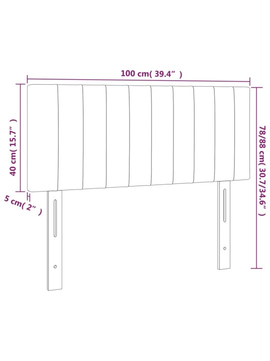 Galvūgalis su LED, juodos spalvos, 100x5x78/88cm, aksomas